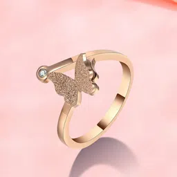 MYKI Set of 3 Rose Gold-Plated CZ-Studded Adjustable Finger Rings-picture-17