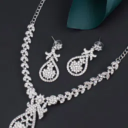 Sukkhi Rhodium-Plated Stone-Studded Jewellery Set-image-27
