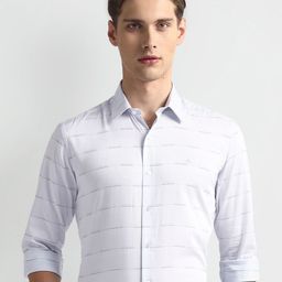 Arrow New York Slim Fit Horizontal Striped Twill Weave Pure Cotton Formal Shirt-picture-28
