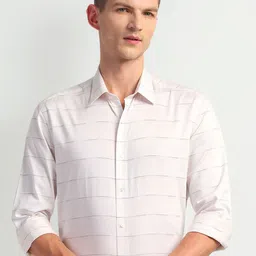 Arrow New York Slim Fit Horizontal Striped Spread Collar Pure Cotton Formal Shirt-image-77