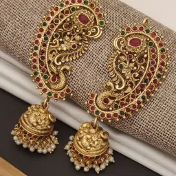 Abdesigns Gold-Plated Kemp Stone Studded Temple Earrings-picture-12