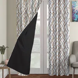 HOUZZCODE Grey & Multicoloured Black Out Door Curtain-picture-37