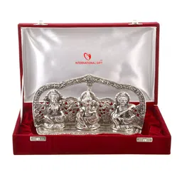 INTERNATIONAL GIFT Silver Toned Laxmi Ganesh Saraswati God Idol Showpiece-picture-21