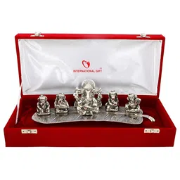 INTERNATIONAL GIFT Silver Toned Musical Ganesh God Idol Statue Showpiece-picture-14
