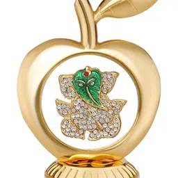 INTERNATIONAL GIFT Gold Toned Religious Brass Apple Shaped Ganesh Car Desk Board Idol-image-37