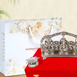 INTERNATIONAL GIFT Laxmi Silver Toned Ganesh Sarswati God Idol showpiece-picture-17