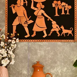 SOWPEACE Brown & Black Textured Tribal Couple Paintings Wall Art-picture-24