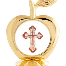 INTERNATIONAL GIFT Gold Toned Religious Brass Apple Shape Jesus-image-24