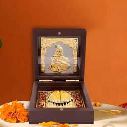 INTERNATIONAL GIFT GoldToned and Brown Laddu Gopal With Charan Paduka Gift Set-picture-42
