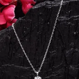 Clara 925 Sterling Silver Rhodium-Plated CZ Studded Pendant with Chain image 1