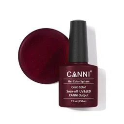 CANNI Gel Color System Coat Color Soak-Off UV & LED Nail Polish-Glitter Dark Red 256-picture-10