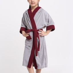 Creeva Solid Hooded Bath Robe-picture-13