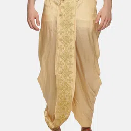 Sethukrishna Men Gold-Coloured Embroidered Dhoti Pant-picture-15