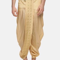 Sethukrishna Men Gold Coloured Embroidered Dhoti Pant-picture-11