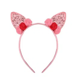 Aye Candy Girls Pink Floral Embellished Cat Ears Headband-image-51