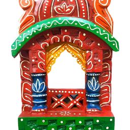 apka mart Red & Blue Textured Wooden Jharokha Wall Decor-picture-33
