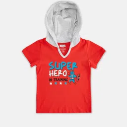 Pantaloons Baby Boys Typography Captain America Printed Hooded Cotton T-Shirt-picture-28