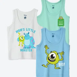 YK Disney Infants Pack Of 3 Monsters Inc. Printed Sleeveless Innerwear Vests YKIFVDPO3014-picture-16