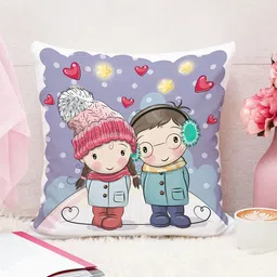 STITCHNEST Purple & White Single Abstract 16"X16" Square Cushion Covers-picture-30