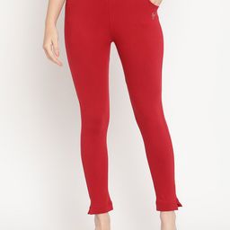 TAG 7 Women Maroon Regular Fit Solid Jeggings-picture-38