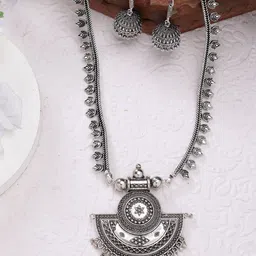 NVR German Silver Plated Stone-Studded Oxidised Jewellery Set-picture-53