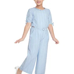 Peppermint Girls Round Neck Striped Culotte Jumpsuit-picture-26