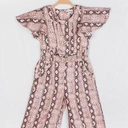 Peppermint Girls Peach-Coloured & Black Printed Jumpsuit-picture-45