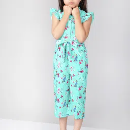Naughty Ninos Girls Blue & Green Floral Printed Basic Jumpsuit-picture-28