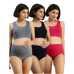 Adira Pink Grey & Navy Blue Post-Delivery Period Panties (Pack of 3)-picture-25