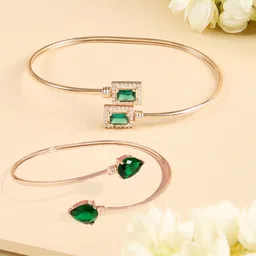 AMI Women  Set Of 2 Brass Cubic Zirconia Gold-Plated Kada Bracelets-picture-37