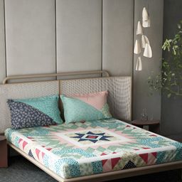 DDecor Green & White 4 Pieces Ethnic Motifs Cotton 136 TC Double King Regular Bedding Set-picture-18