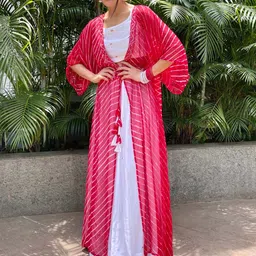 Thread & Button Women Leheriya Printed Jacket and Pure Cotton Kurta with Skirt-picture-24