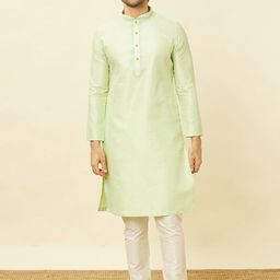 Manyavar Ethnic Motifs Self Design Mandarin Collar Straight Kurta &  Pyjamas-picture-23