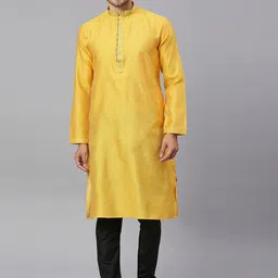 RAJUBHAI HARGOVINDAS Ethnic Motifs  Woven Design Thread Work Straight Kurta with Churidar image 1