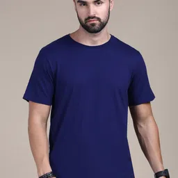 The Roadster Lifestyle Co. Navy Blue Round Neck Cotton T-Shirt-picture-16