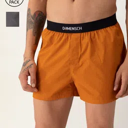 DAMENSCH Men Pack Of 2 Solid Pure Cotton Boxers-picture-33