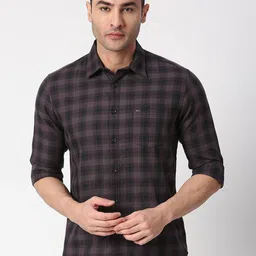 Basics Men Purple & Black Checked Pure Cotton Casual Shirt-picture-10