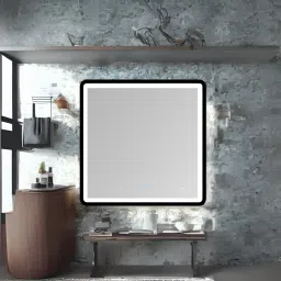 ledmirror.in Modern Square Wall LED Mirror with Anodized Aluminum Frame Rose Gold Matte Black Brushed Silver image 2
