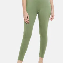 RANGMANCH BY PANTALOONS Women Green Solid Ankle-Length Leggings image 1