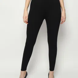 KEX Women Pack of 2 Black & Orange Solid Ankle-Length Leggings-picture-35
