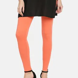 TWIN BIRDS Women Coral-Coloured Solid Ankle-Length Leggings-picture-20