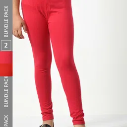 BAESD Girls Pack Of 2 Cotton Ankle-Length Leggings-image-71