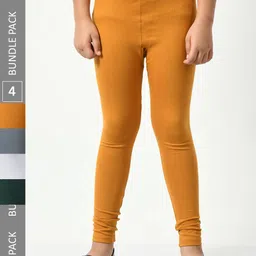BAESD Girls Pack Of 4 Mid-Rise Churidar-Length Leggings-picture-22