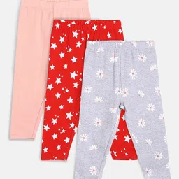 MINI KLUB Newborn Girls Pack Of 3 Printed Pure Cotton Leggings-picture-54