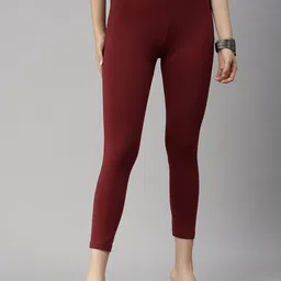 De Moza Women Maroon Solid Three-Fourth Length Leggings-picture-34