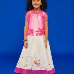 Somersault Girls Floral Embroidered Sequinned Ready to Wear Lehenga & Blouse With Cape-picture-37