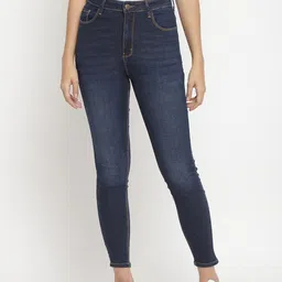 Belliskey Women Blue Super Skinny Fit High-Rise Low Distress Light Fade Stretchable Jeans-image-43