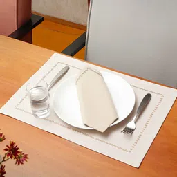 ZEBA Set Of 6 Off-White Cotton Table Placemats & Napkins-picture-41