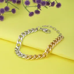 Carlton London Women Silver-Toned Gold-Plated Handcrafted Link Bracelet-picture-41