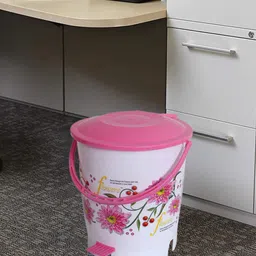 Kuber Industries White & Pink Printed Pedal Dustbins - 10 L-image-21